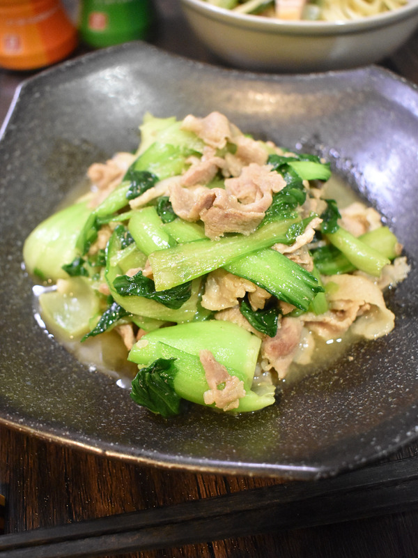 豚肉とチンゲン菜のスープ炒め (2)