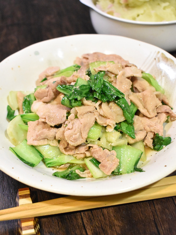 豚肉とチンゲン菜のオイスターソース炒め (2)