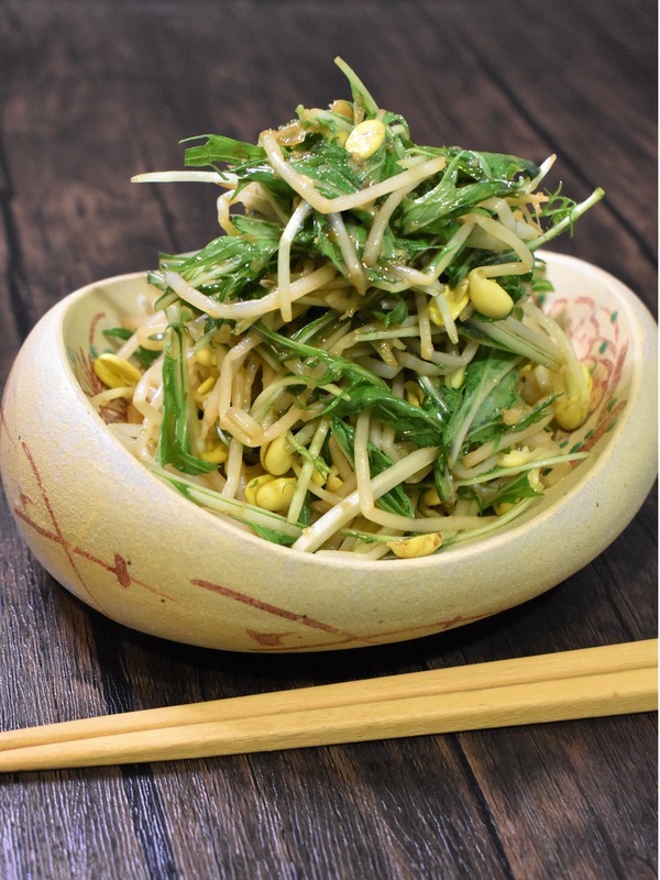 豆もやしと水菜のゆず胡椒和え (2)