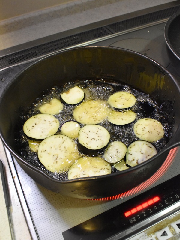 揚げ茄子と豚肉の甘辛炒め (3)