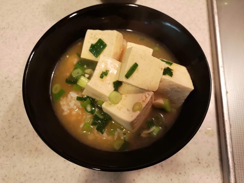 ラーメンスープで豆腐ご飯 (5)