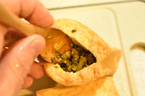 厚揚げの高菜詰め (3)