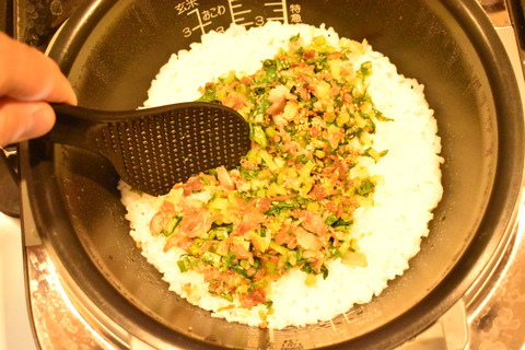 大根の葉と豚肉の塩混ぜご飯 (8)