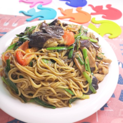 茄子たっぷり焼きそば (1)