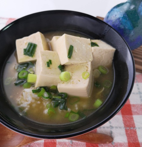 ラーメンスープで豆腐ご飯 (1)