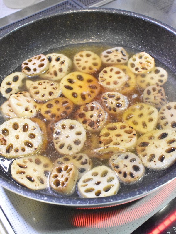 れんこんのにんにく醤油煮込み (4)
