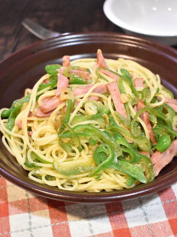 ピーマンとハムのパスタ (2)