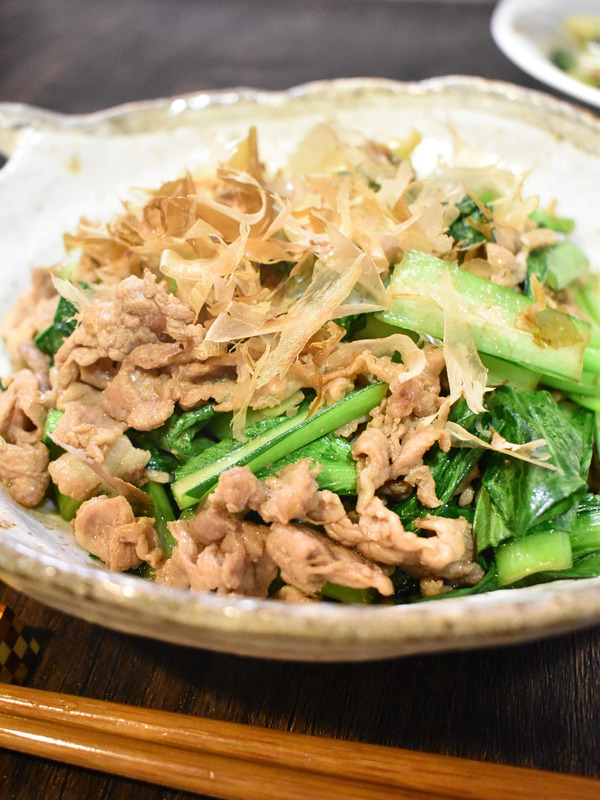豚肉と小松菜の煮浸し風炒め (1)