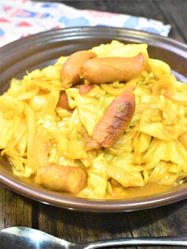 ウインナーとキャベツのカレーケチャップ炒め (2)