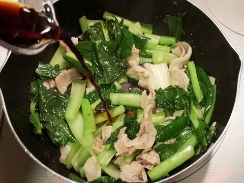 小松菜と豚肉のさっぱり炒め (5)