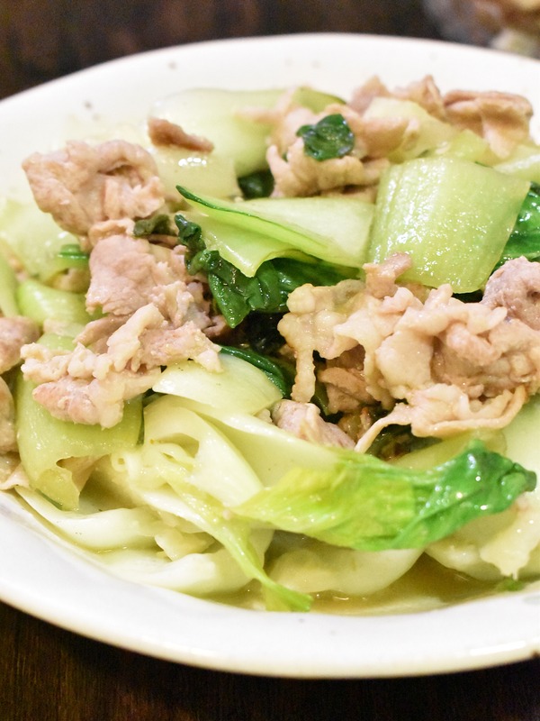 チンゲン菜と豚肉のゆず胡椒炒め (1)
