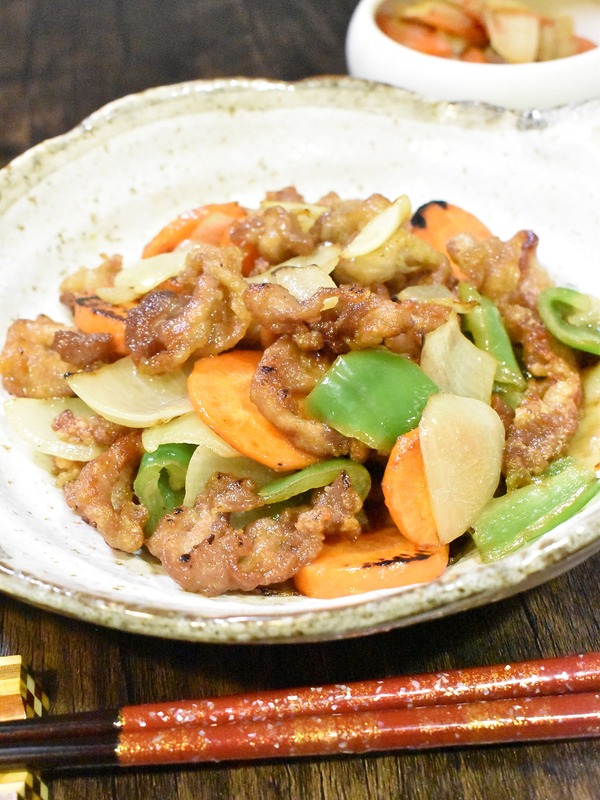 豚肉と揚げ野菜のレモン炒め (2)