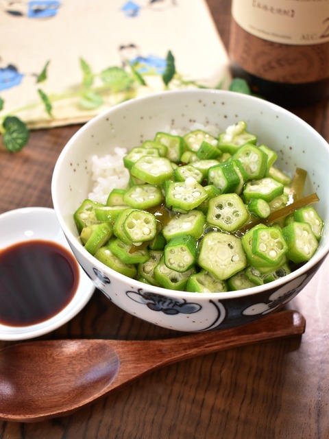 水オクラのぶっかけご飯 (1)