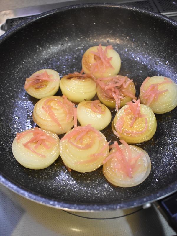 玉ねぎの紅しょうが焼き (5)