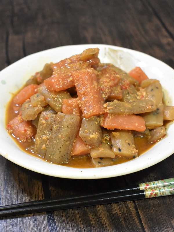 こんにゃくのピリ辛味噌煮 (2)