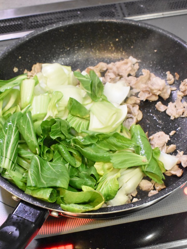 チンゲン菜と豚肉のゆず胡椒炒め (4)