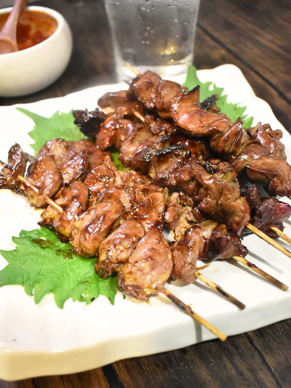 鶏肝串焼き (2)