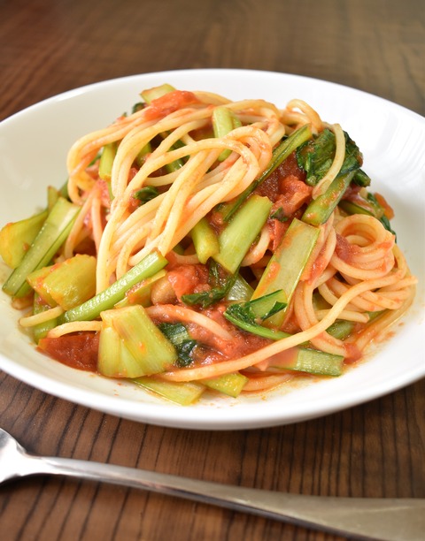小松菜のトマトパスタ (1)