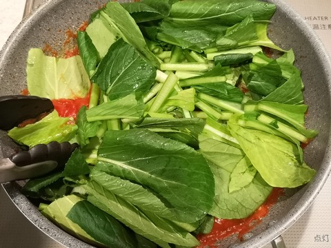 小松菜のトマトパスタ (7)