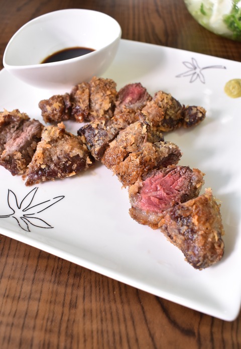 カレー用の牛肉で牛カツ (1)