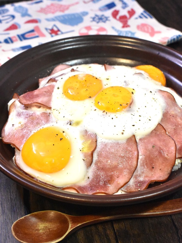 ハムエッグ丼 (2)