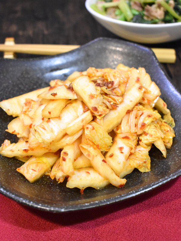 白菜の唐辛子味噌炒め (2)