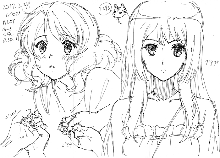 久美子と麗奈を一発描きで模写 1300 お絵描き練習日記