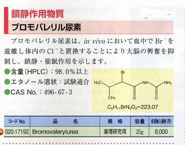 沈静作用分子 Bromovalerylurea Blogchemistry 沈静作用分子 Bromovalerylurea Blogchemistry