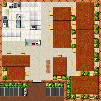 Win版【ザ・ファミレス】 客は「机の角」に触れた時座るので、机の角を