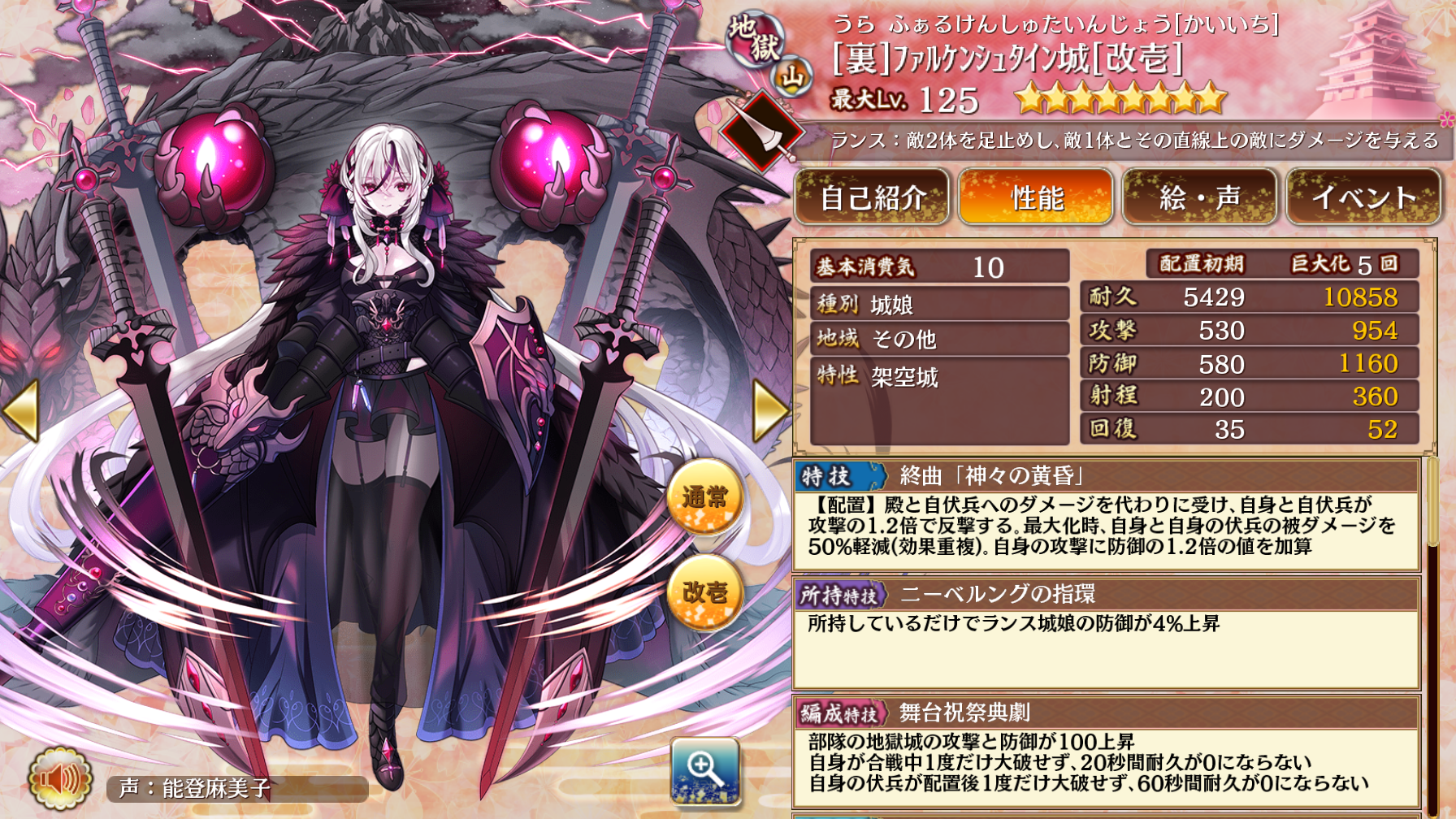 [裏]ファルケンシュタイン城の性能評価【城プロ:RE 攻略】