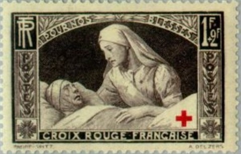 負傷兵と看護師.1940.フランス