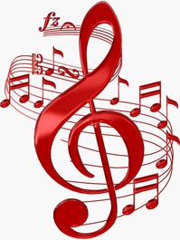 Red Treble Clef With Flowing Music Notes Sticker by CoolDoodles