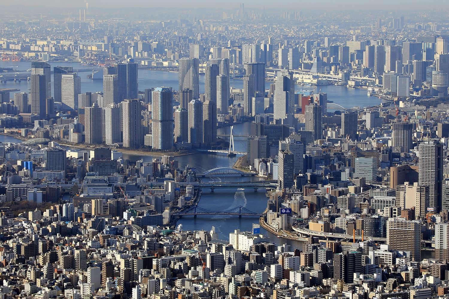 東京スカイツリーから月島 勝どき 晴海方面を望む 17年3月9日撮影 東京スカイツリー定点観測所