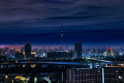 深夜の東京スカイツリー夜景
