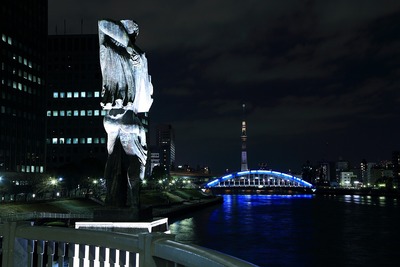 永代橋と東京スカイツリー夜景「ホワイトショコラ」