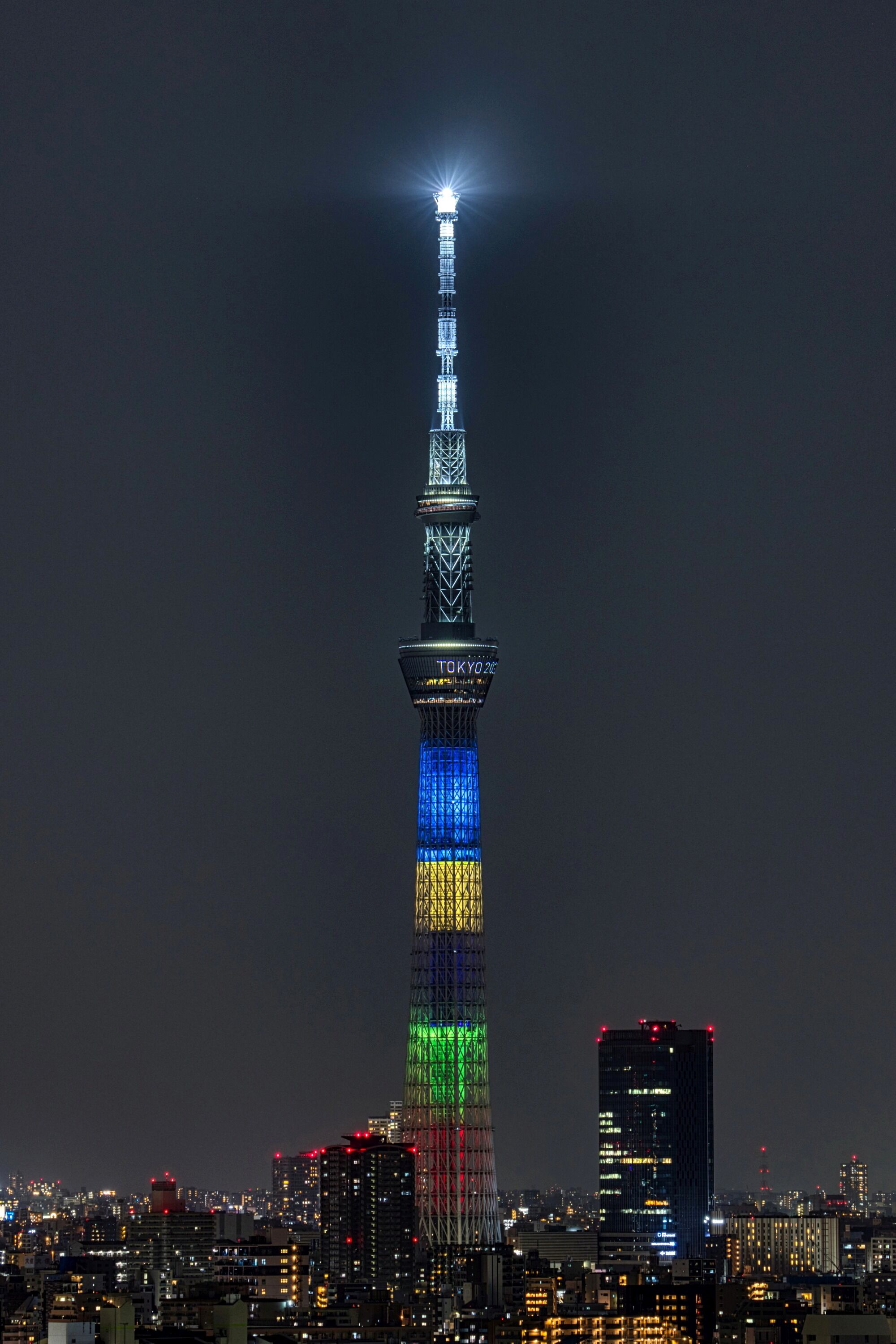 オリンピックカラーの東京スカイツリー 21年5月26日 東京スカイツリー定点観測所 オリンピックカラーの東京スカイツリー 21年5月26日 東京スカイツリー定点観測所