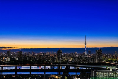東京スカイツリーのある夕景