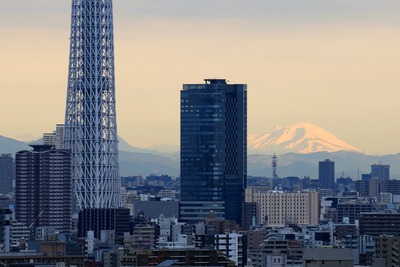 東京スカイツリーと浅間山