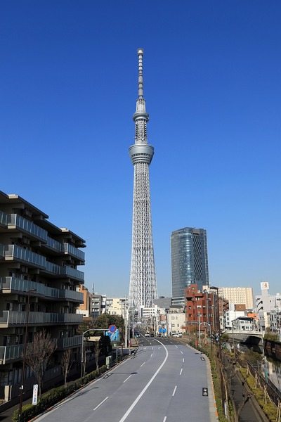 柳橋歩道橋から見た東京スカイツリー