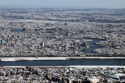 雪化粧した中川方面