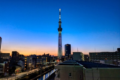 オリンピック 墨田文花店の駐車場から見た東京スカイツリー