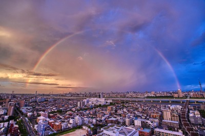 二重の虹と東京スカイツリー