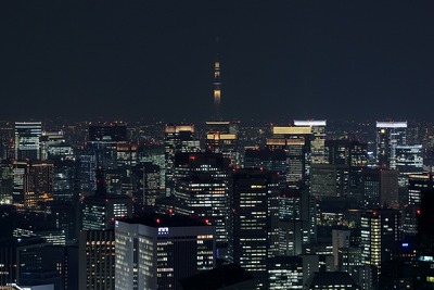 六本木ヒルズから見た東京スカイツリー夜景