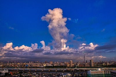 朝の東京スカイツリーと雲