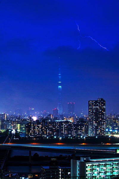 東京スカイツリーと雷