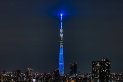 世界水泳カラーの特別ライティング