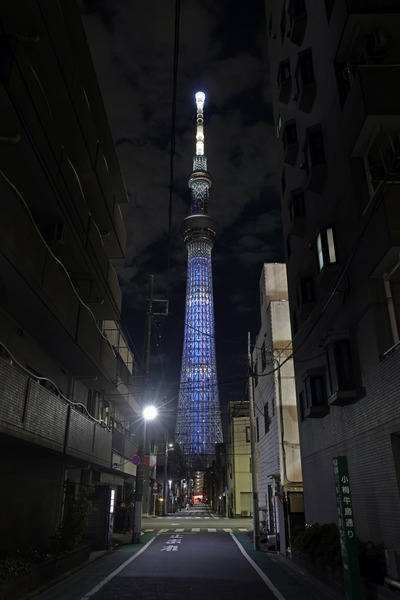 路地の先に見える東京スカイツリー