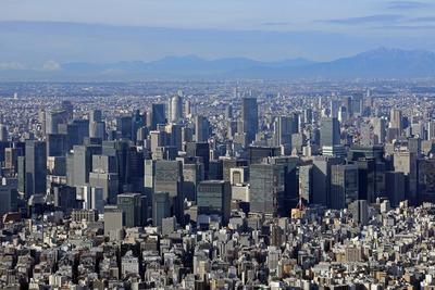 展望回廊から見た東京の超高層ビル群