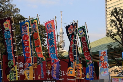 大相撲ののぼりと東京スカイツリー