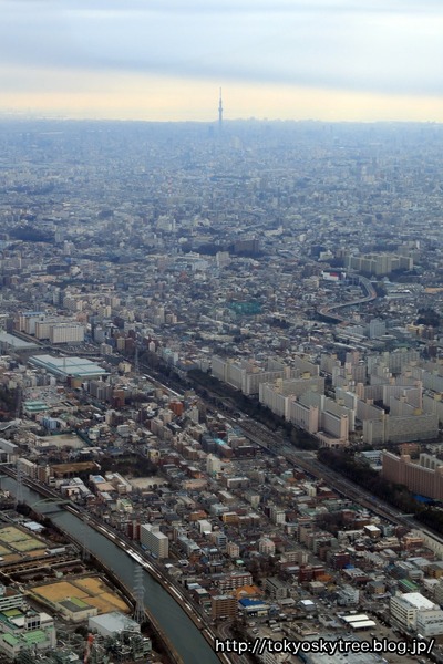 高島団地と東京スカイツリーの空撮